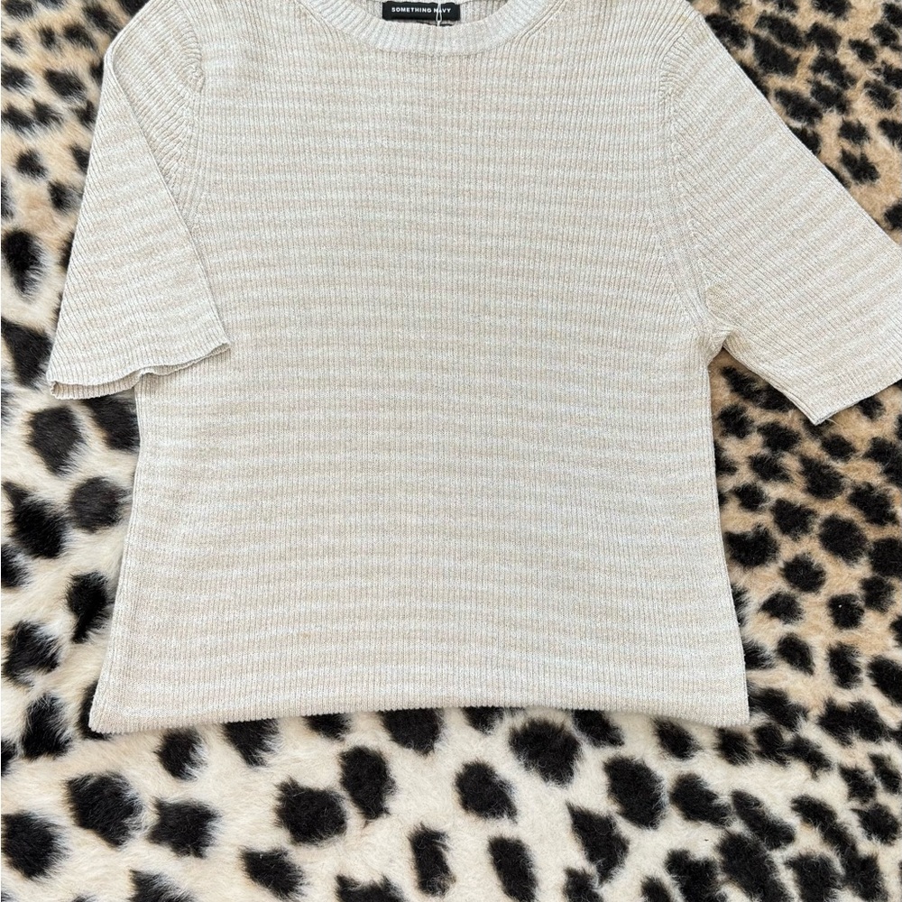 Something Navy Sparkling Cream Knit Top